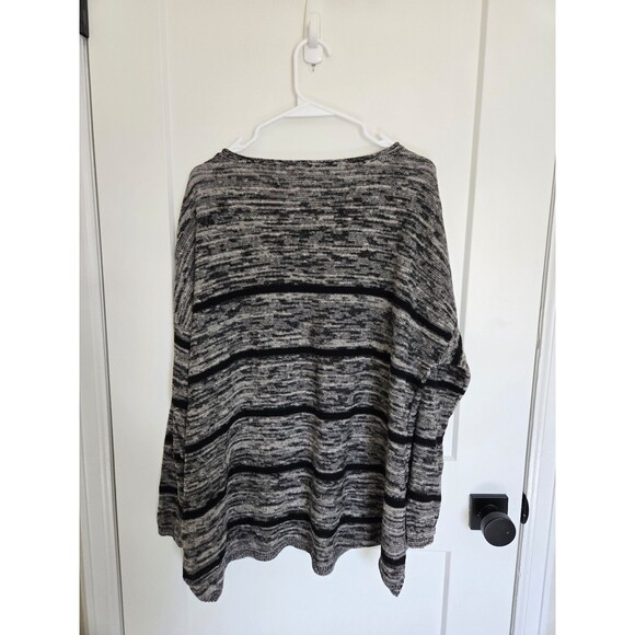 Eileen Fisher Black White Striped 100% Organic Linen Sweater Size XL - Picture 5 of 11